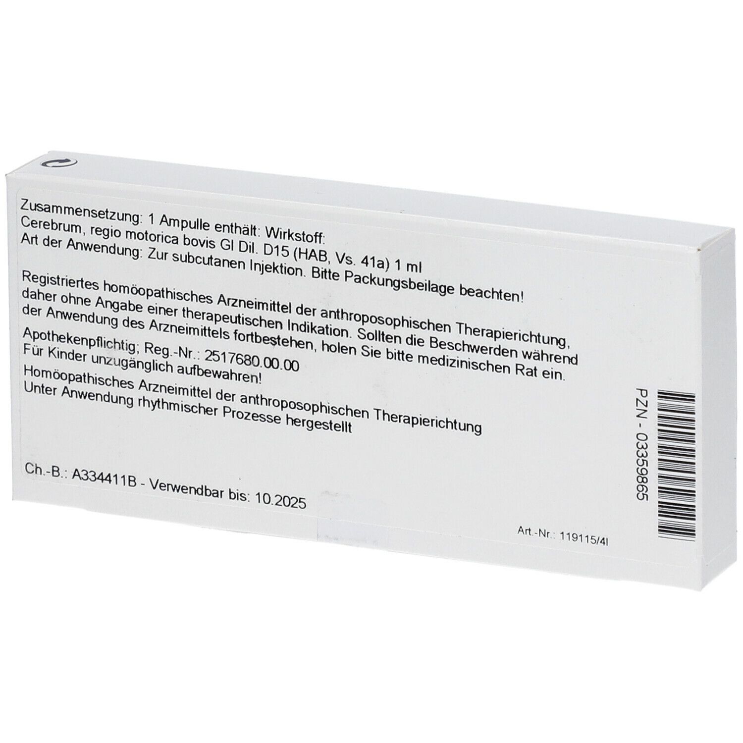 WALA® Cerebrum regio motorica Gl D 15