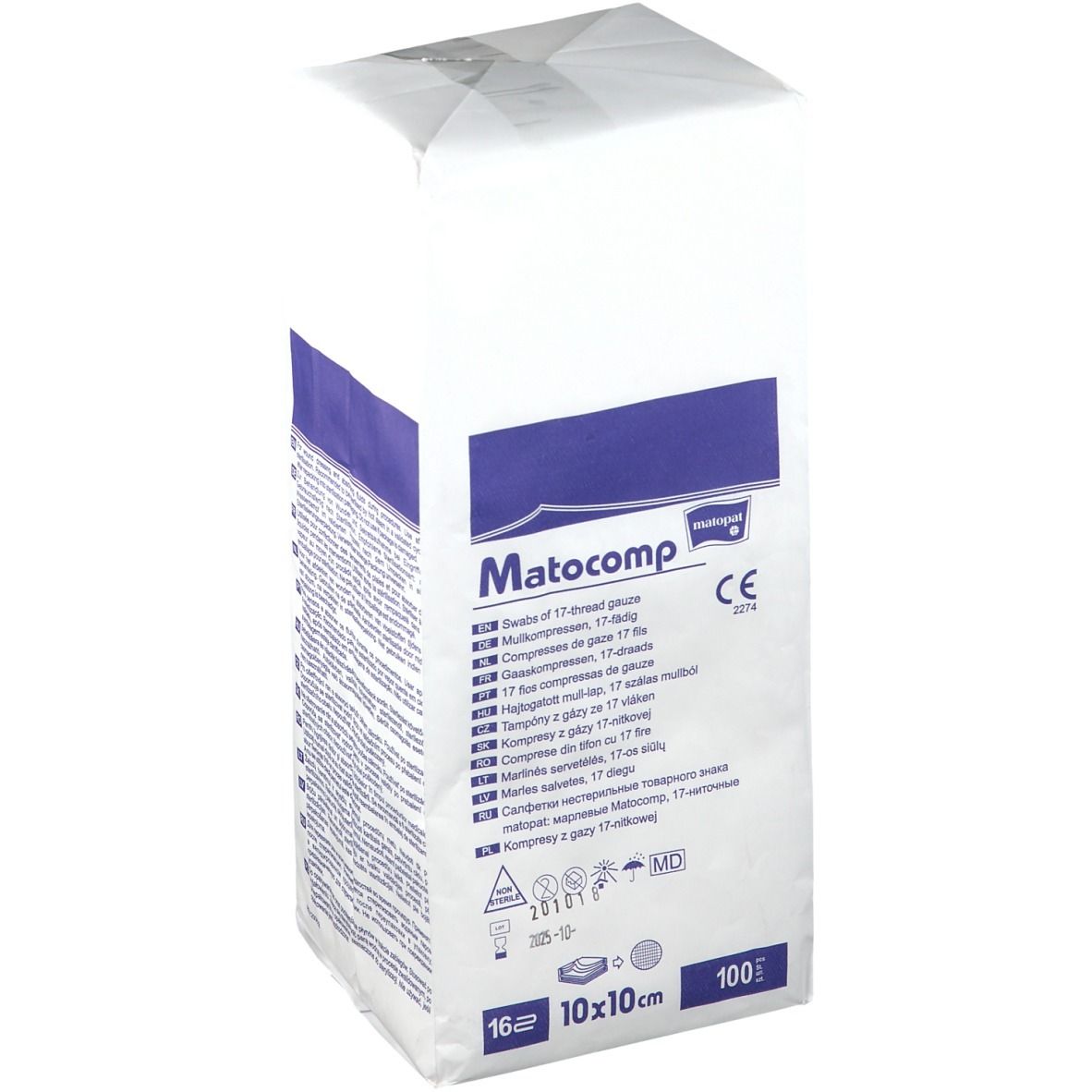 Matocomp® Mullkompressen 10x10 cm unsteril 16-fach