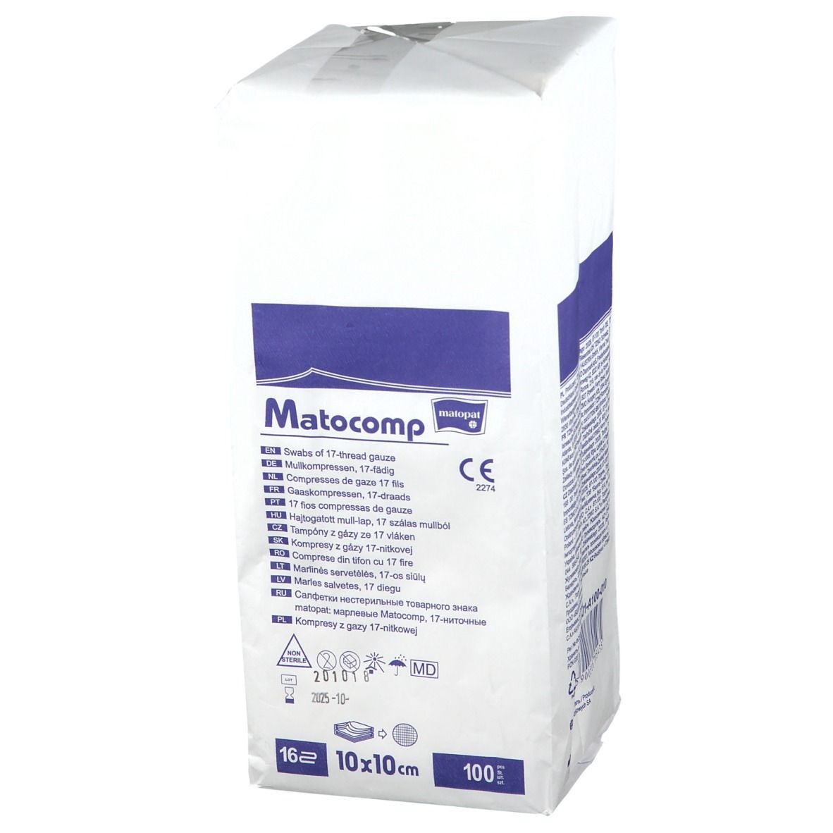 Matocomp® Mullkompressen 10x10 cm unsteril 16-fach