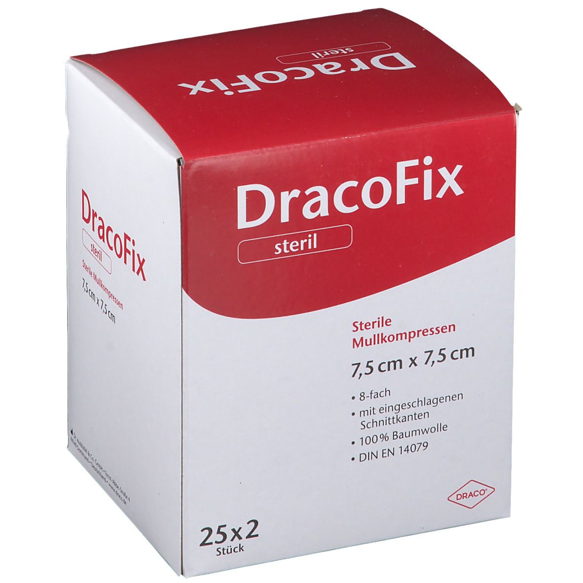 DracoFix Mullkompressen steril 8fach 7,5x7,5cm