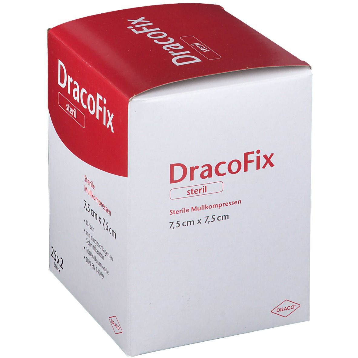 DracoFix Mullkompressen steril 8fach 7,5x7,5cm