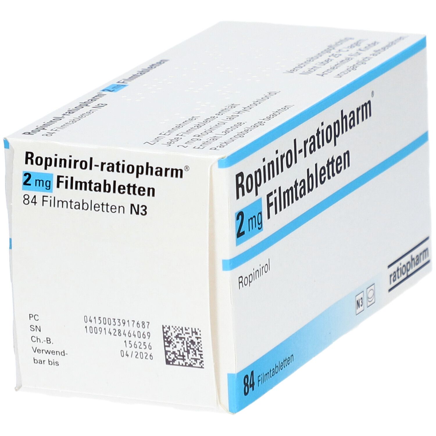 ROPINIROL-ratiopharm 2 mg Filmtabletten 84 St