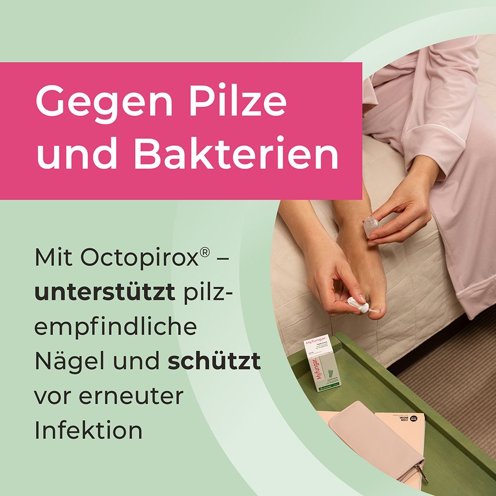 Gegen Pilze und Bakterien: Octopirox unterstützt pilzempfindliche Nägel und schützt vor Infektion.