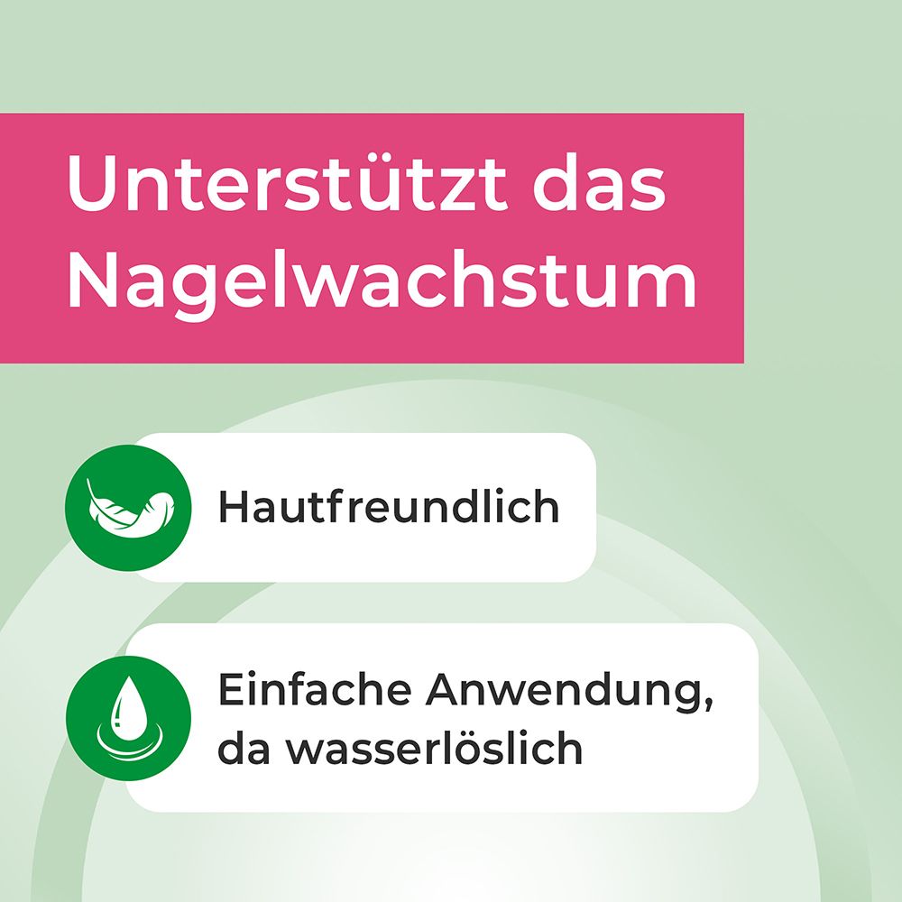 Hautfreundliche und wasserlösliche Formel zur Unterstützung des Nagelwachstums.