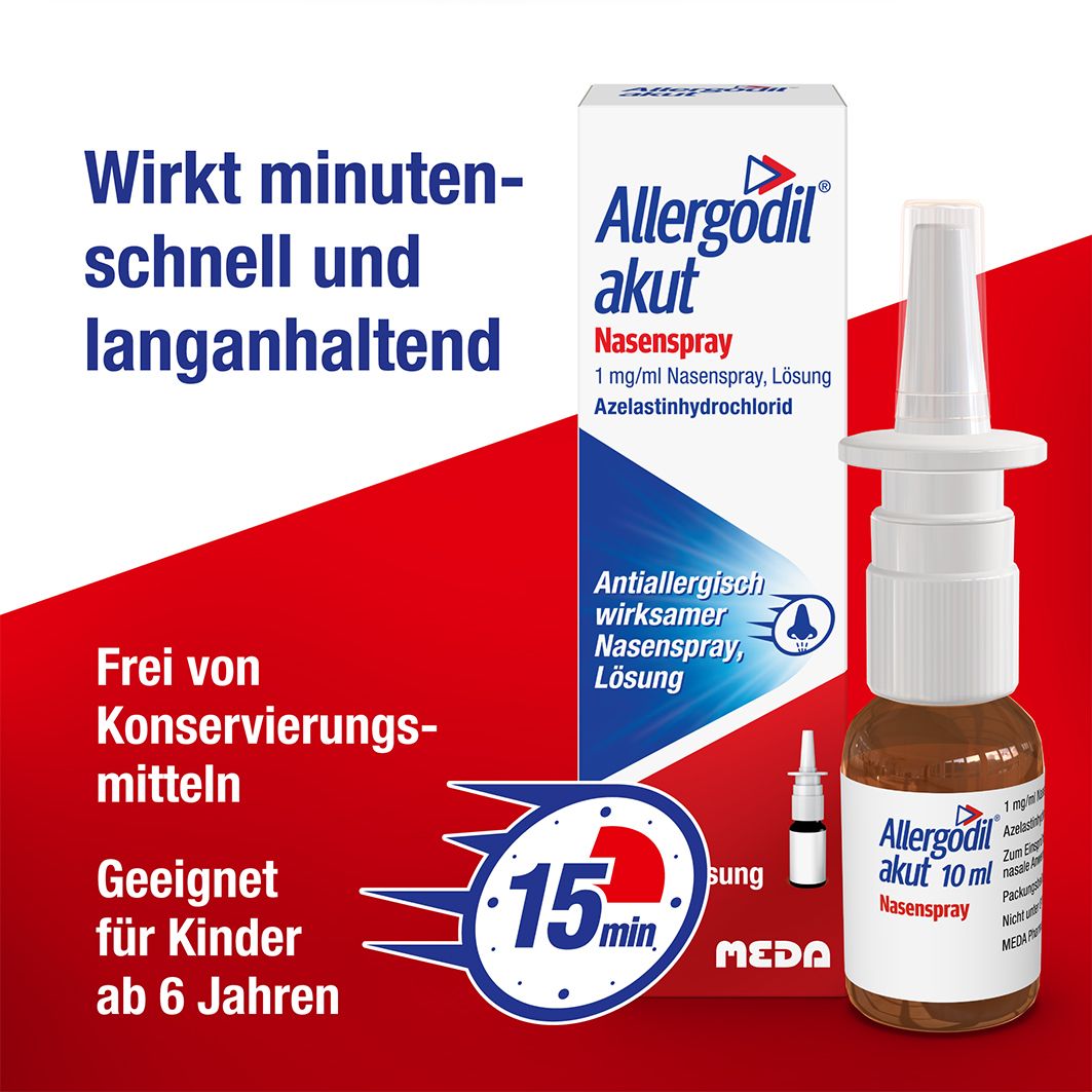 Allergodil® akut Nasenspray: Azelastin Spray gegen Heuschnupfen & nicht-saisonale allergische Rhinitis