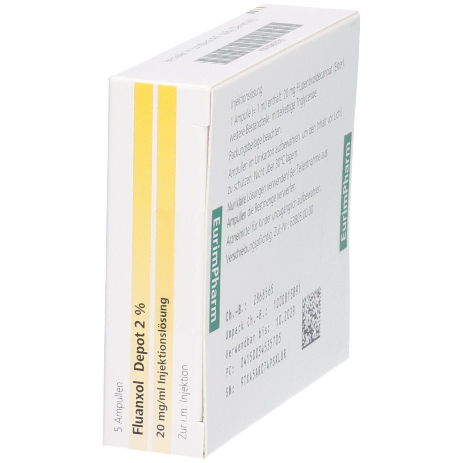 Fluanxol Depot 2% Injektionslösung, 5 Ampullen, 20 mg/ml.