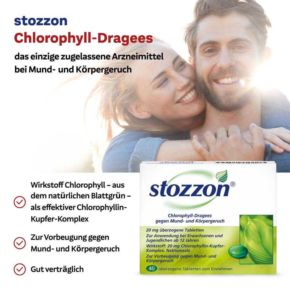 stozzon® Chlorophyll-Dragees gegen Mundgeruch und Körpergeruch