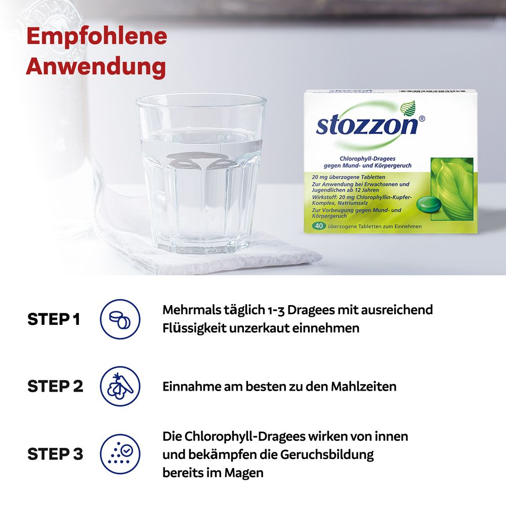 stozzon® Chlorophyll-Dragees gegen Mundgeruch und Körpergeruch