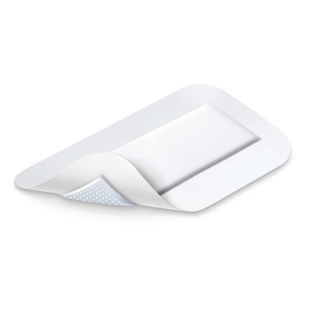 Verpackung von Cosmopor advance Wundverband. Weißer Karton mit Produktabbildung und Markennamen. Enthält 25 Stück, 15x8cm.