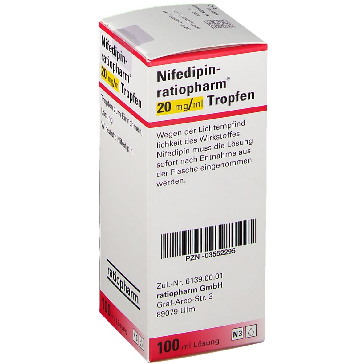 NIFEDIPIN-ratiopharm 20 mg/ml Tropfen z.Einnehmen 100 ml zum Einnehmen