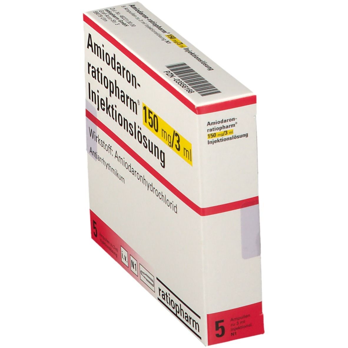 AMIODARON-ratiopharm 150mg/3ml Injektionslösung 5 St