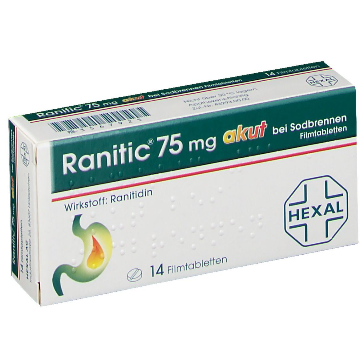 Ranitic® 75 mg akut bei Sodbrennen, Filmtabletten