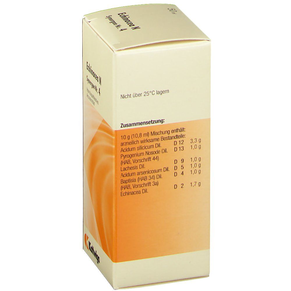 Rückseite der Produktverpackung. Auflistung der Inhaltsstoffe. Text: Nicht über 25°C lagern. Logo Kattwiga.