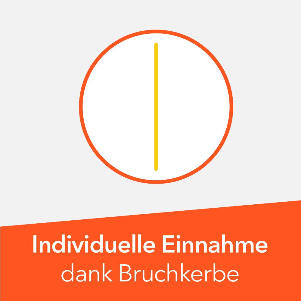Grafik: Kreis mit Linie. Text: Individuelle Einnahme dank Bruchkerbe.