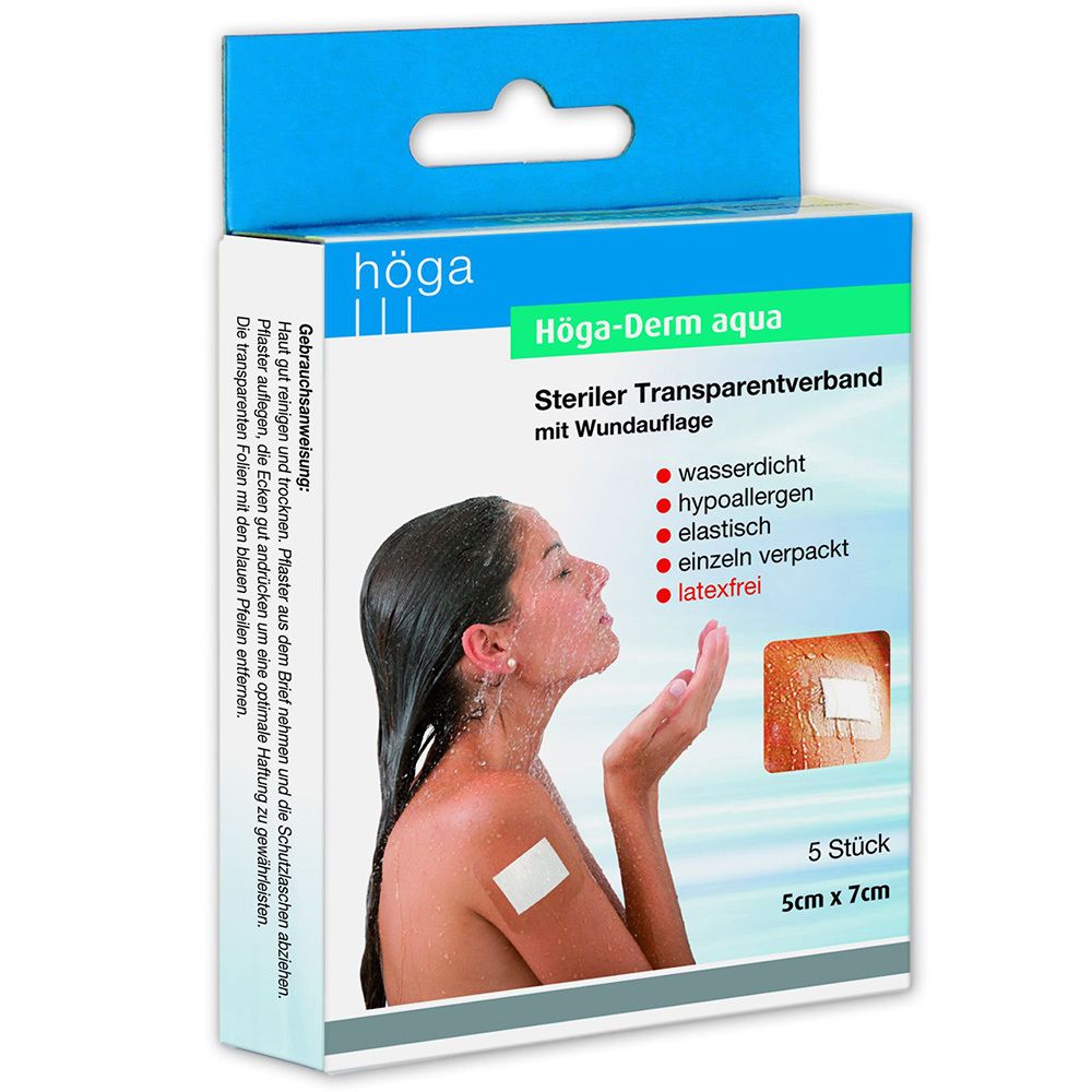 Höga-Derm aqua, steriler Transparentverband mit Wundauflage 5 cm x 7 cm