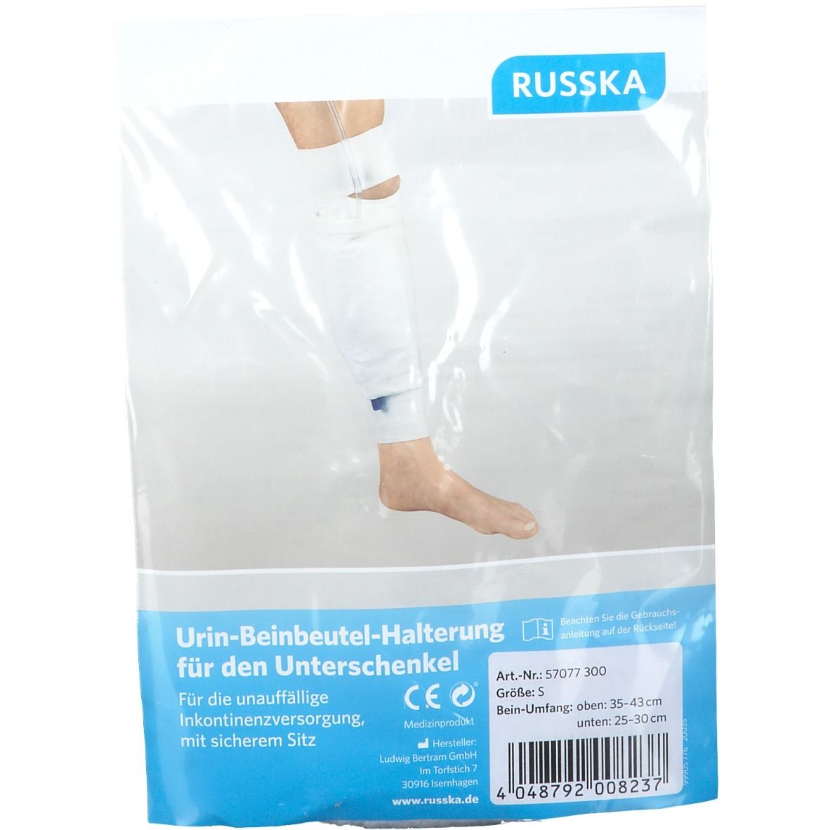 RUSSKA Urin-Beinbeutel-Halterung für den Unterschenkel Gr. S