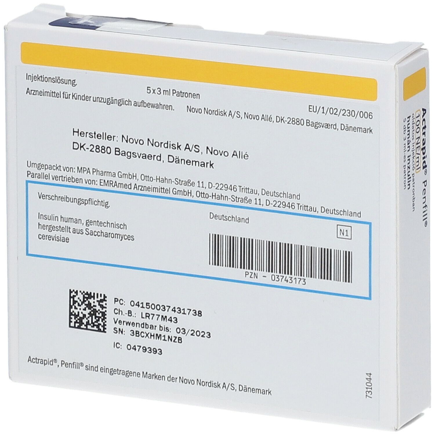 Actrapid fill 100 I.E./ml