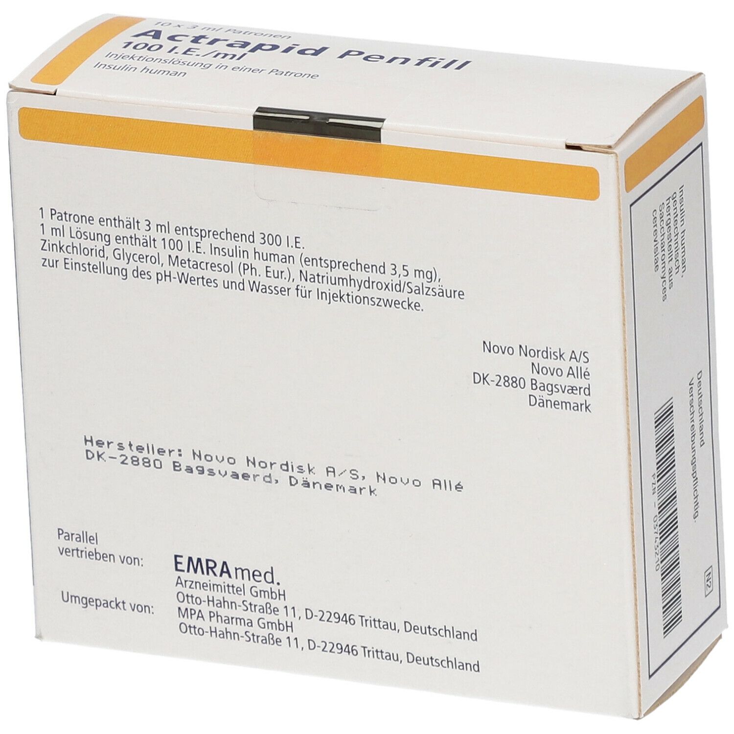 Actrapid fill 100 I.E./ml