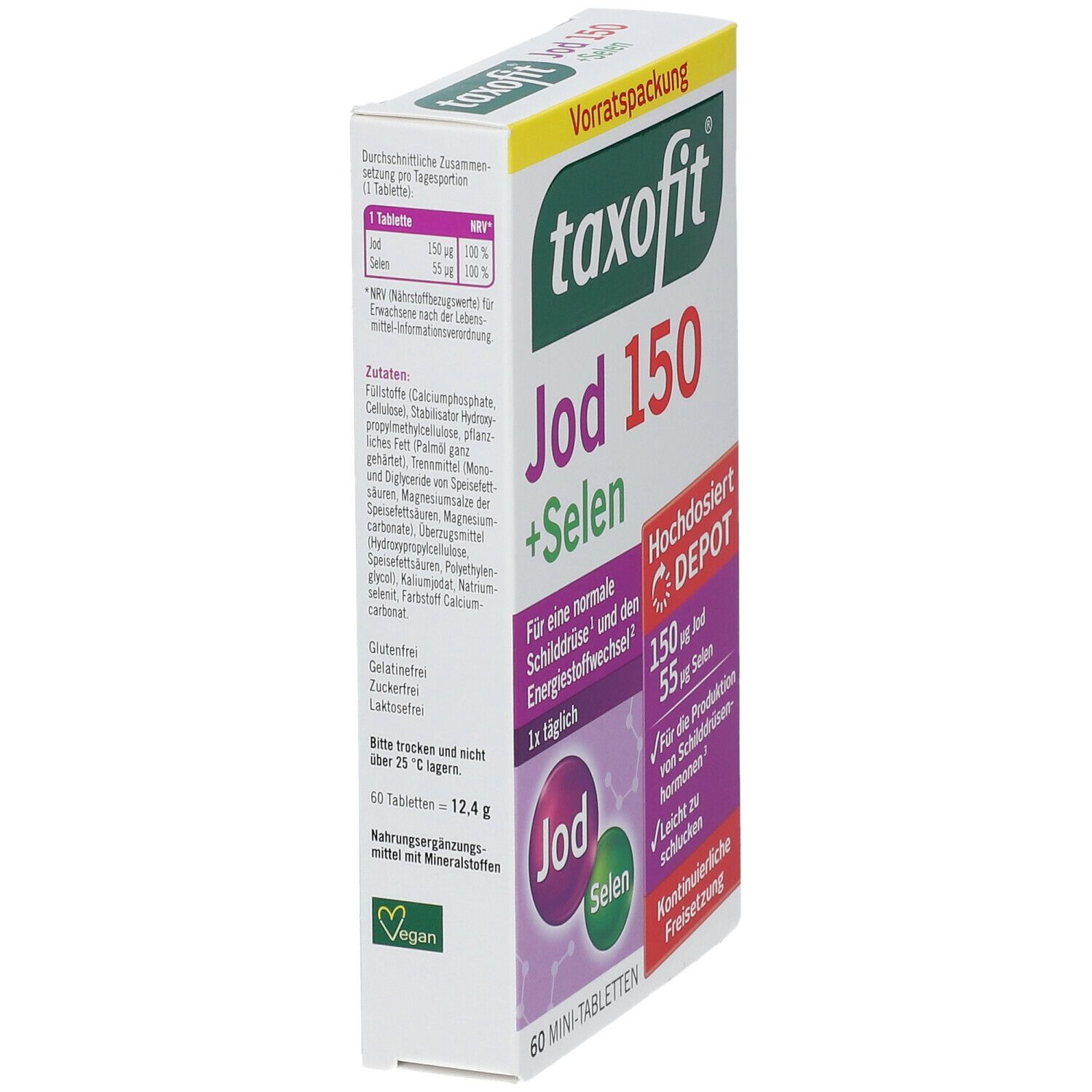 taxofit® Jod Depot 5x60 Mini Tabletten Schilddrüse Energie Stoffwechsel 3752812 