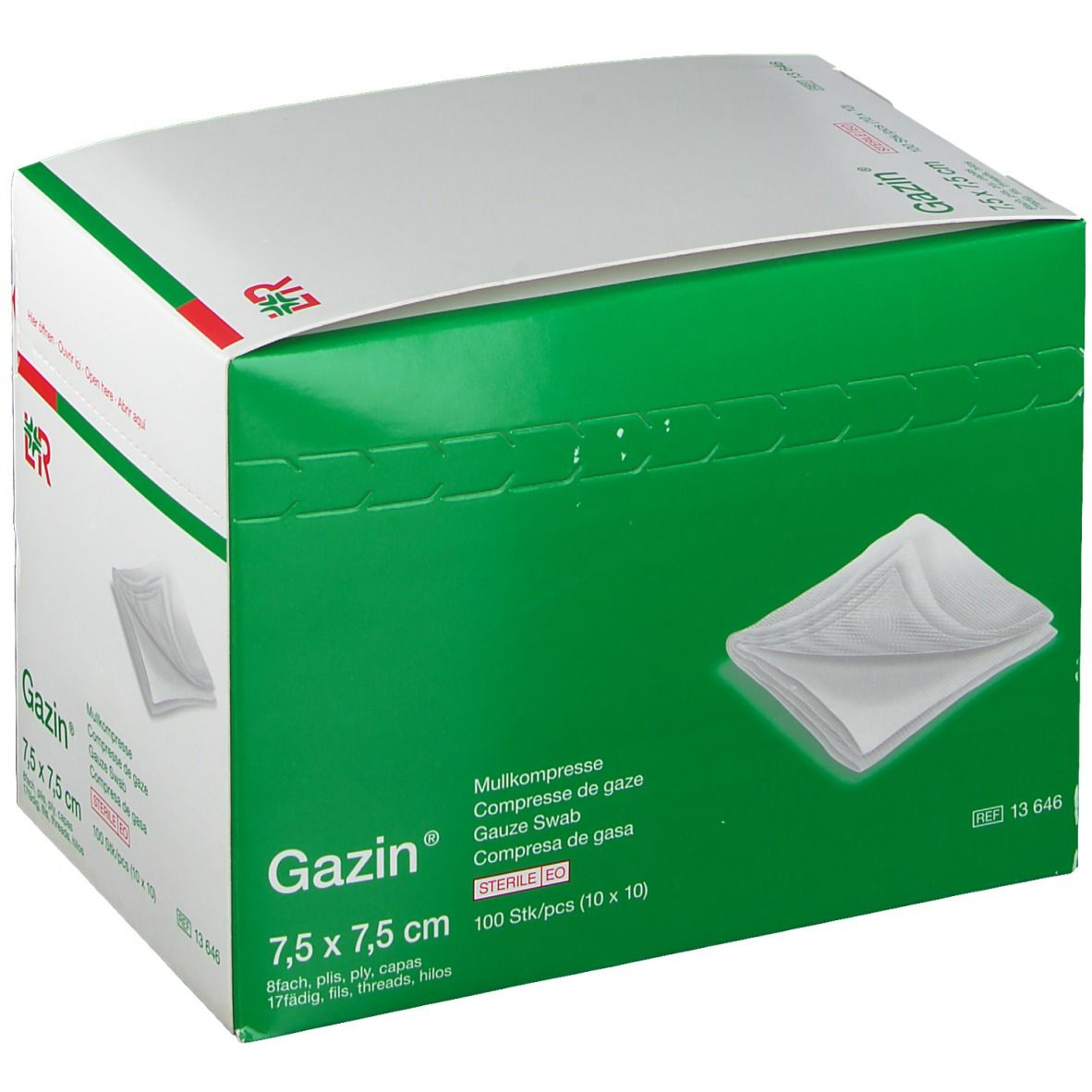 Gazin® Kompresse 7,5 cm x 7,5 cm steril 8 lagig