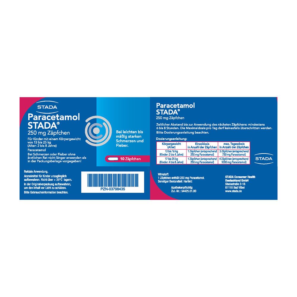 Paracetamol STADA® 250 mg Zäpfchen