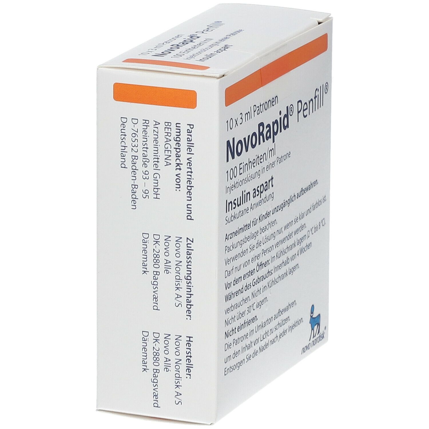 Novorapid Penfill 100 E/ml Inj.-L.i.e.Patrone B 10x3 ml Zylinderampullen