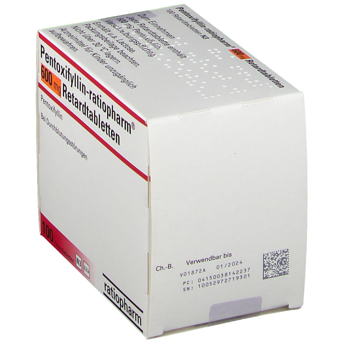 PENTOXIFYLLIN-ratiopharm 600 mg Retardtabletten 100 St Retard-Tabletten