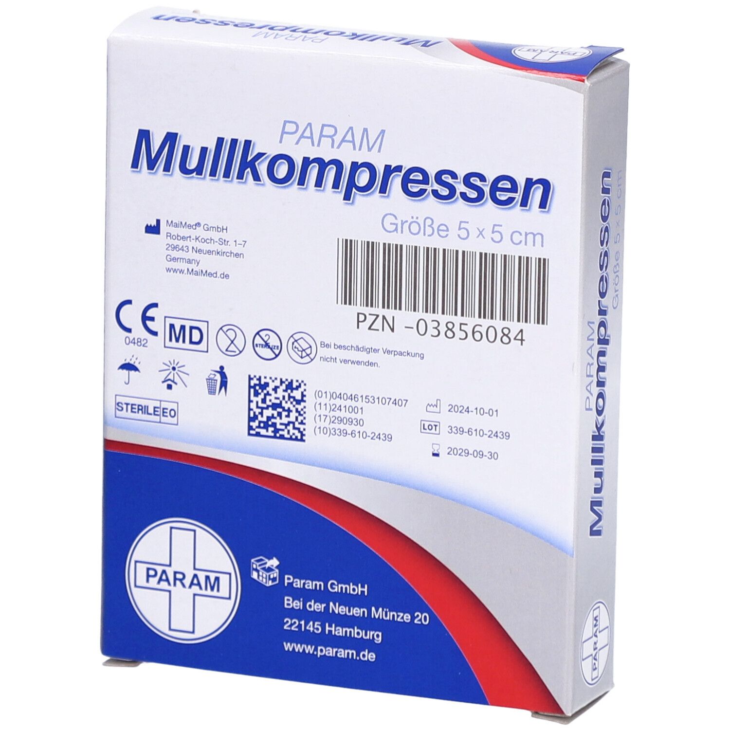 PARAM Mullkompressen 5 cm x 5 cm steril 8-fach