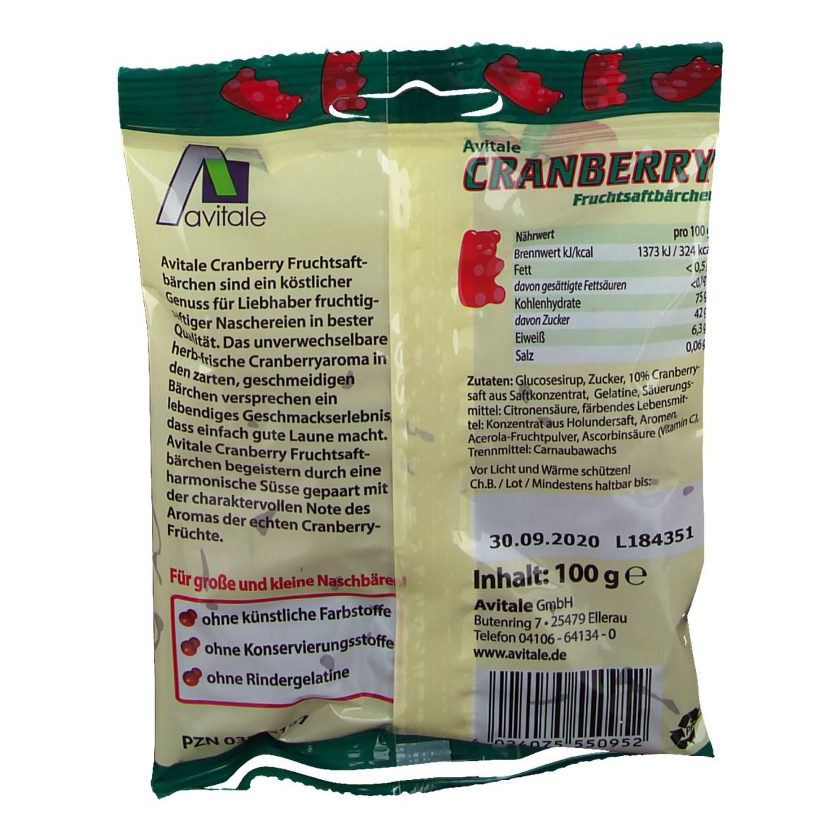 Avitale Cranberry Fruchtsaftbärchen