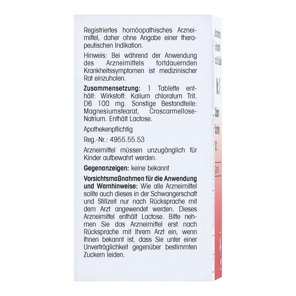 Rückseite der Produktverpackung. Text über Zusammensetzung, Anwendung und Warnhinweise. Marke: Dr. Reckeweg.