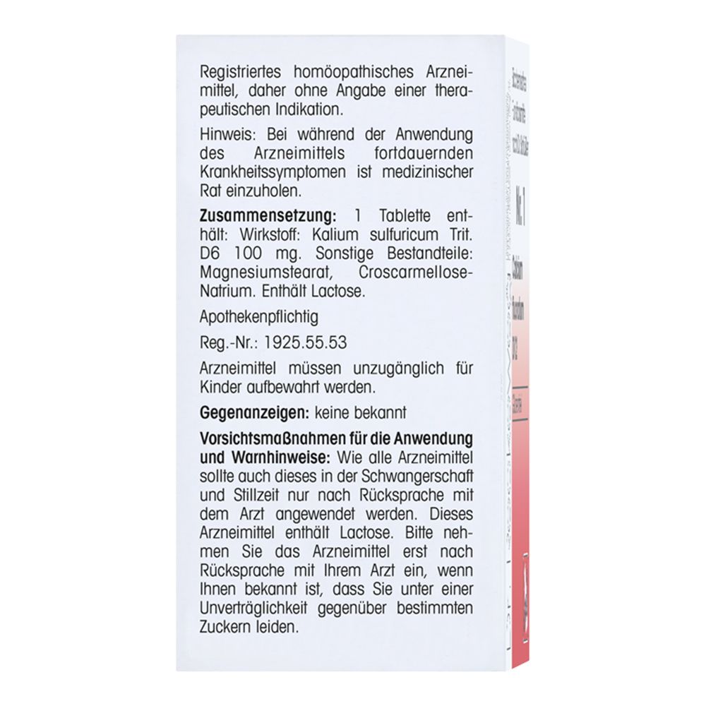 Rückseite der Schachtel. Text über Zusammensetzung, Anwendung und Warnhinweise. Marke: Dr. Reckeweg.