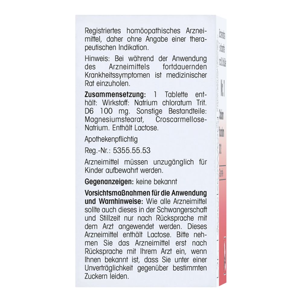 Weiße Packungsbeilage. Text über Zusammensetzung, Dosierung, Anwendung, Gegenanzeigen und Warnhinweise.