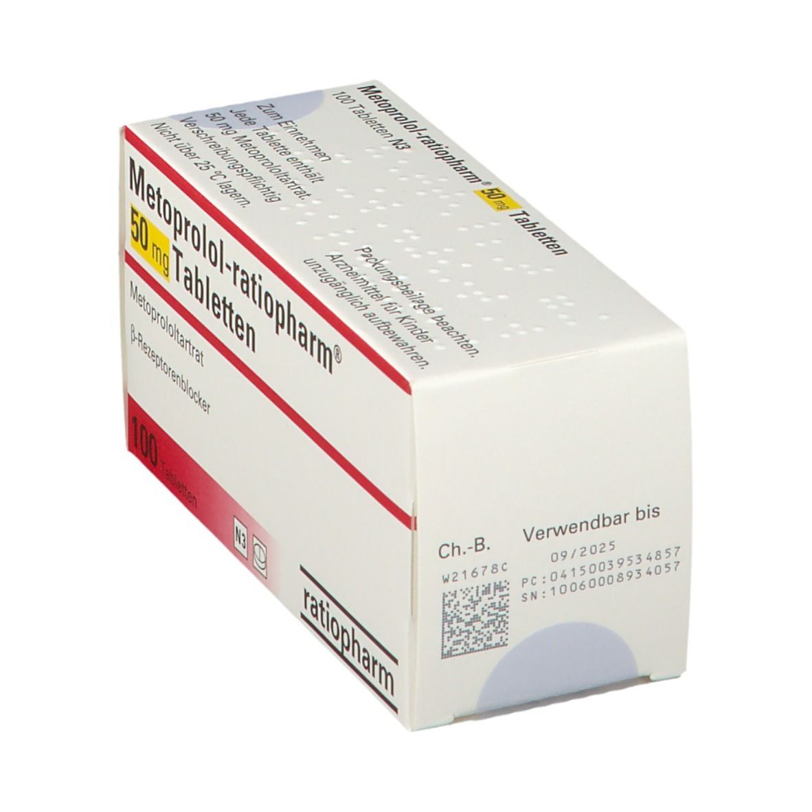 METOPROLOL-ratiopharm 50 mg Tabletten 100 St