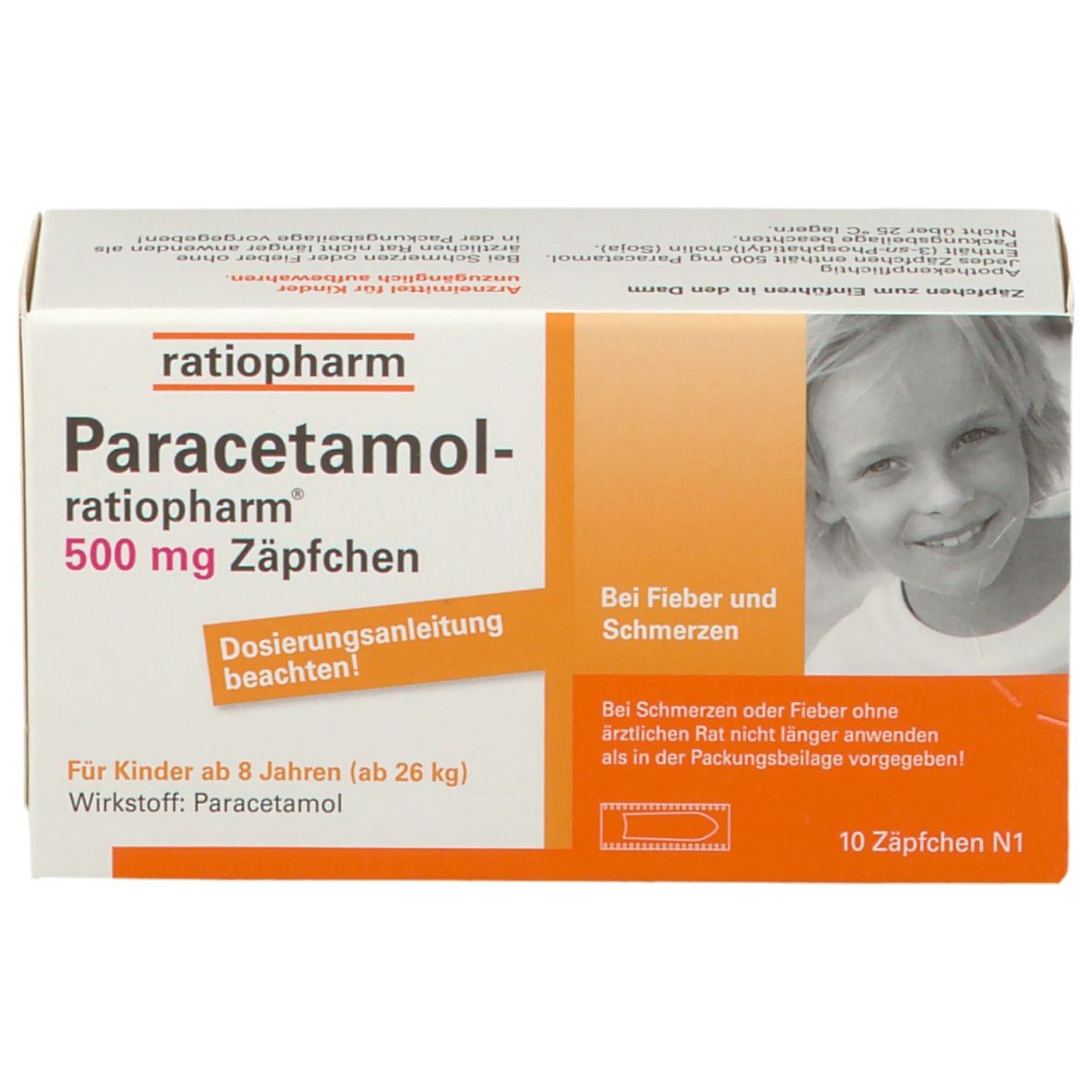 Paracetamol-ratiopharm® 500 mg Zäpfchen