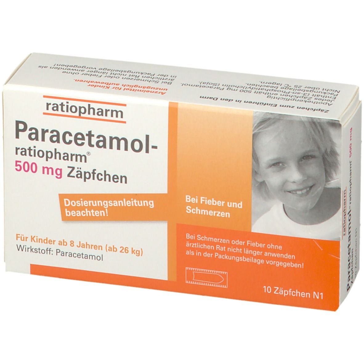 Paracetamol-ratiopharm® 500 mg Zäpfchen