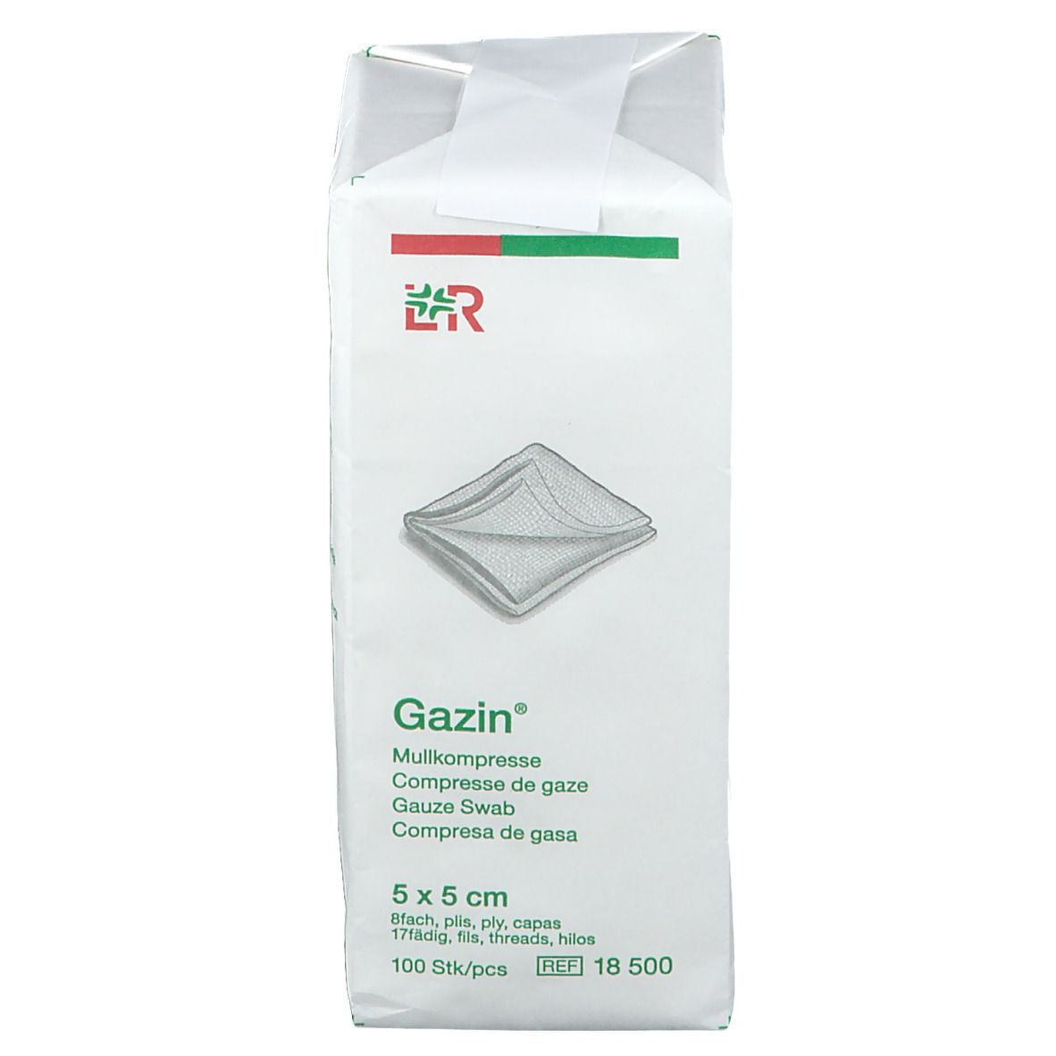 Gazin® Mullkompresse 5 cm x 5 cm unsteril 8 lagig