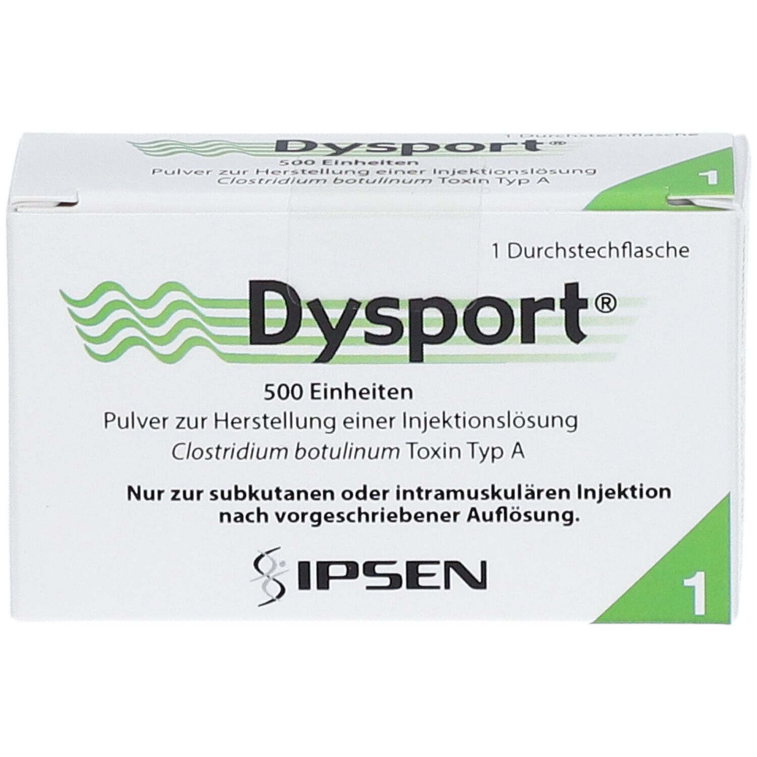 Dysport 500 Einheiten Pulver zur Herstellung einer Injektionslösung, Clostridium botulinum Toxin Typ A.