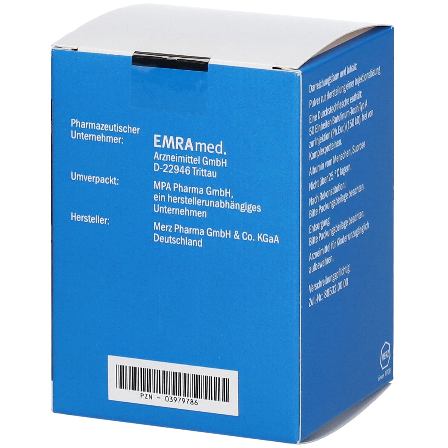 Bocouture 50 Einheiten: Informationen zu pharmazeutischem Unternehmen, Umverpackung und Hersteller. Zul.-Nr.: 88532.00.00.