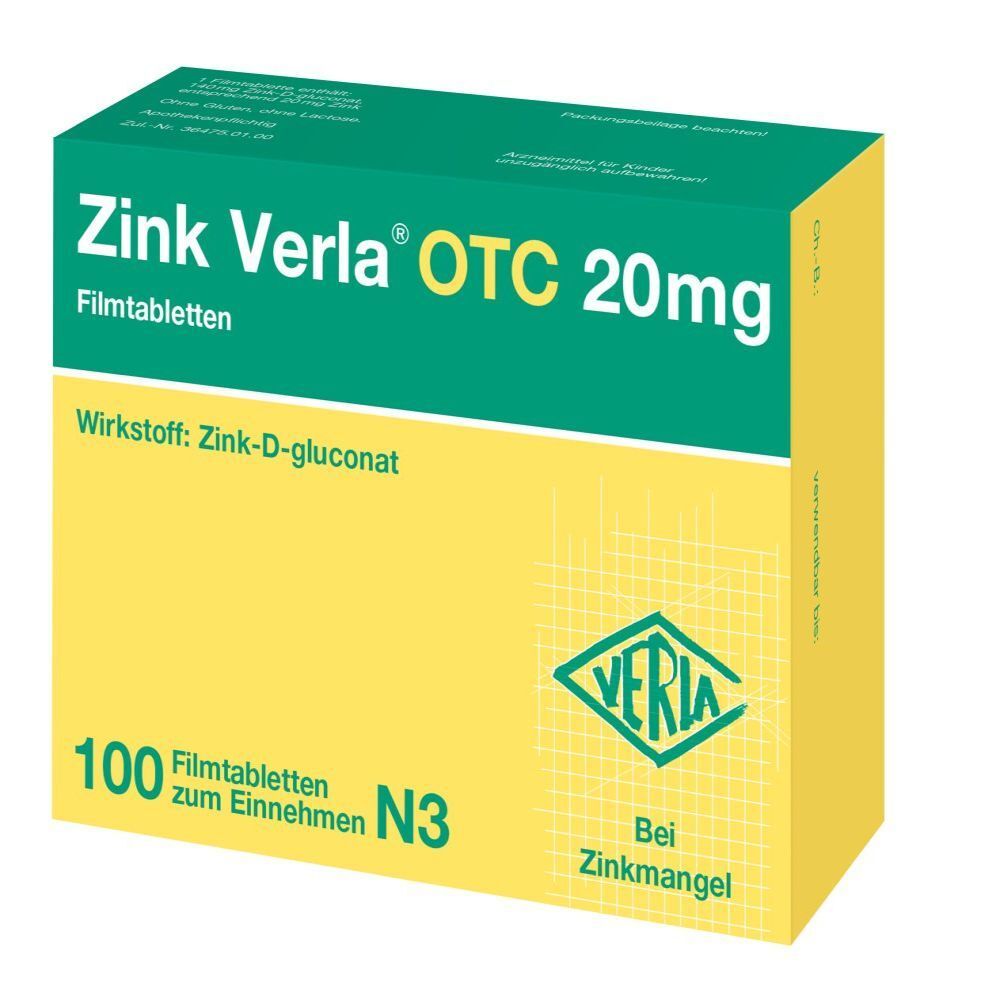 Zink Verla® OTC 20 mg 100 St Filmtabletten