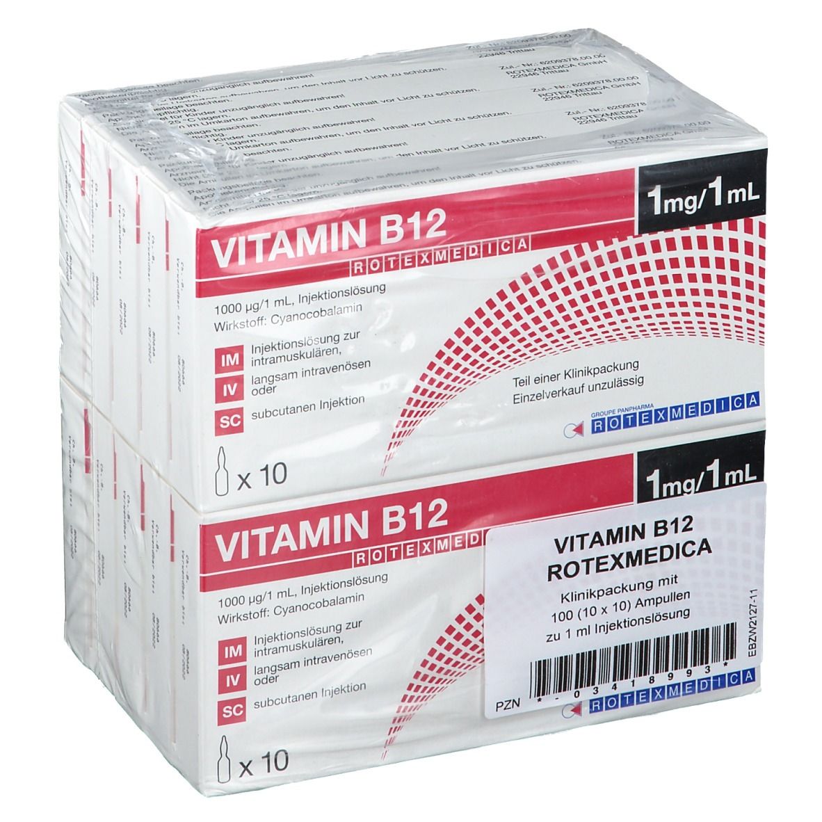 Vitamin B 12 Rotexmedica Ampullen 100X1 ml Injektionslösung