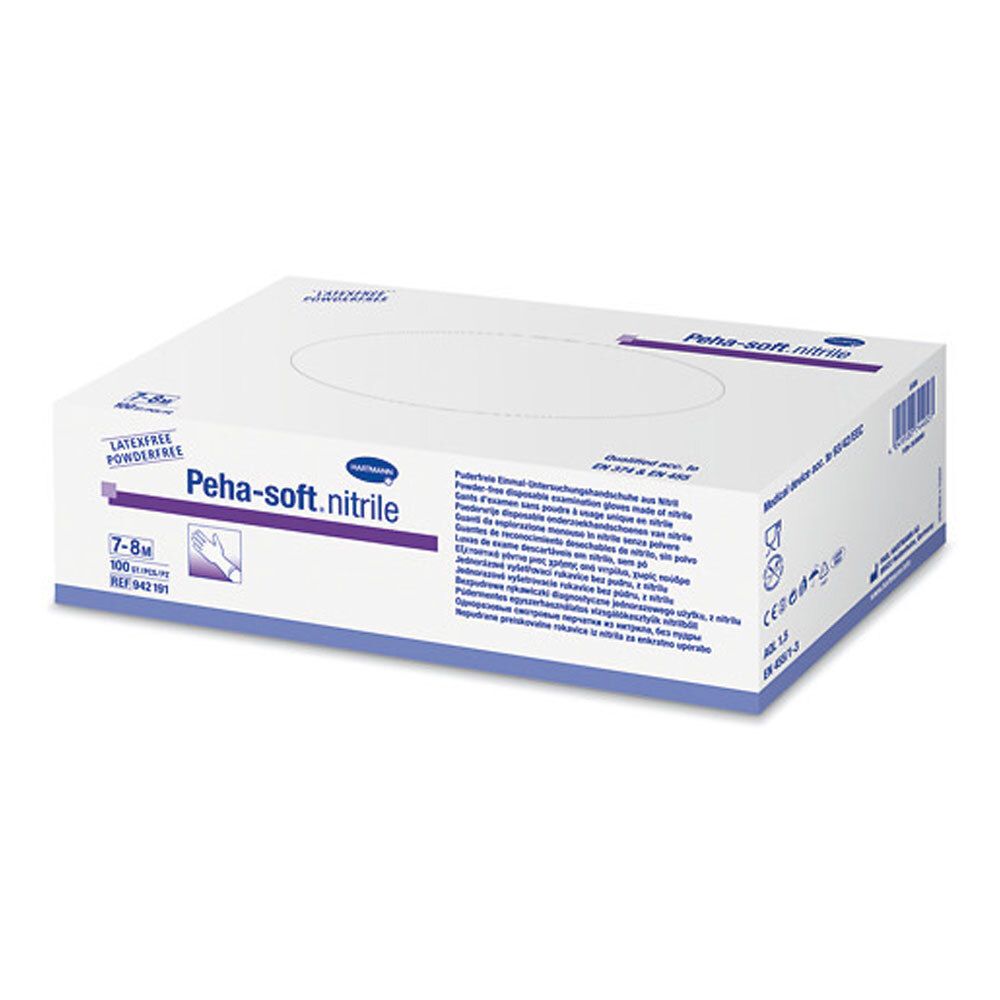 Peha-soft® nitrile puderfrei unsteril Untersuchungshandschuhe Gr. M 7 - 8 100 St Handschuhe