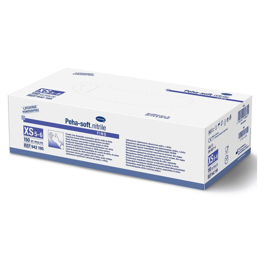 Peha-soft® nitrile fino puderfrei Untersuchungshandschuhe Gr. XS 5 - 6 150 St Handschuhe