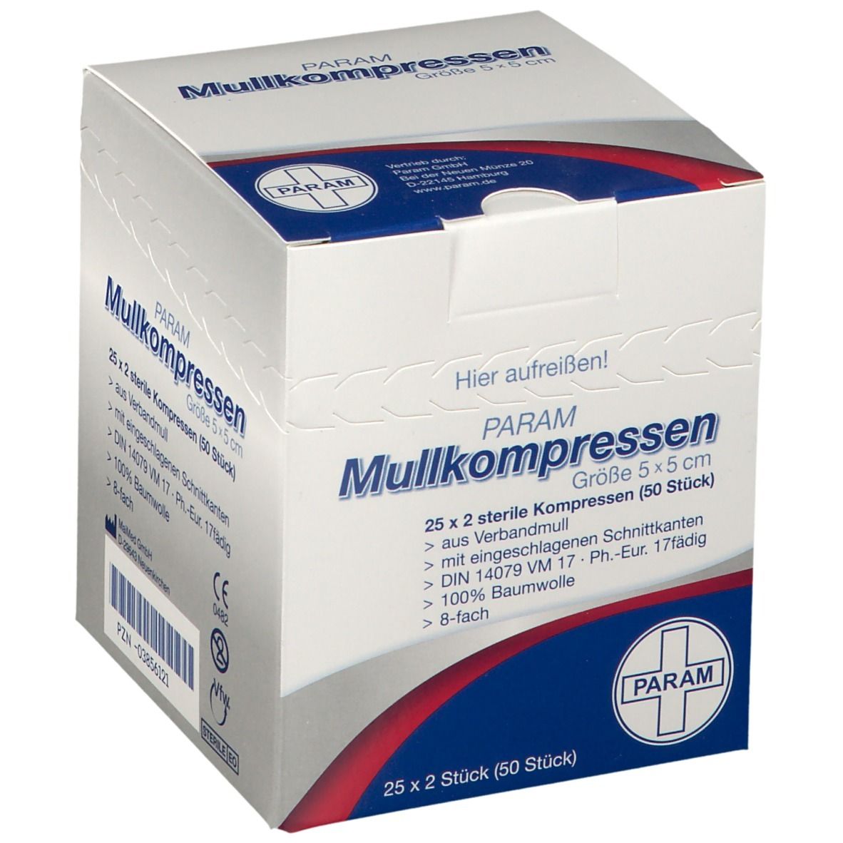 Mullkompressen 5 cm x 5 cm steril 8-fach 25X2 St Kompressen