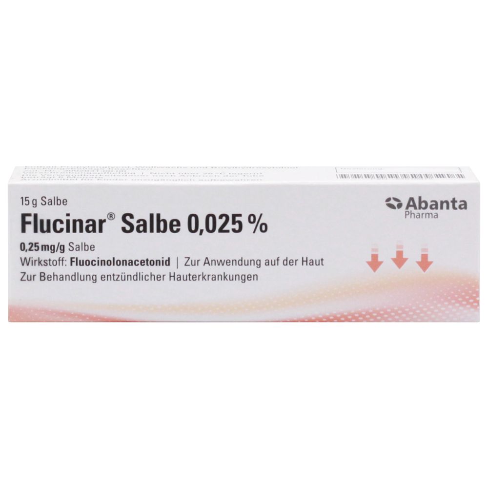 Flucinar Salbe 0,025% Tube mit 15g Salbe. Abanta Pharma.