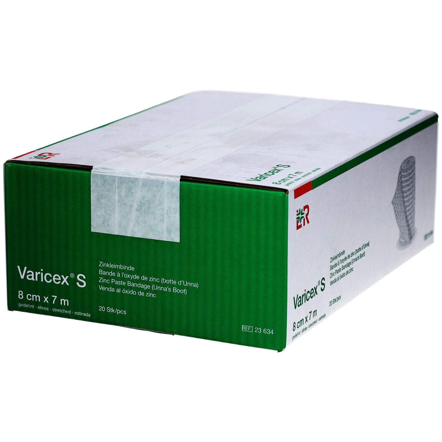 Varicex S Zinkleimbinde 8 cmx7 m einz.verp. 20 St Binden