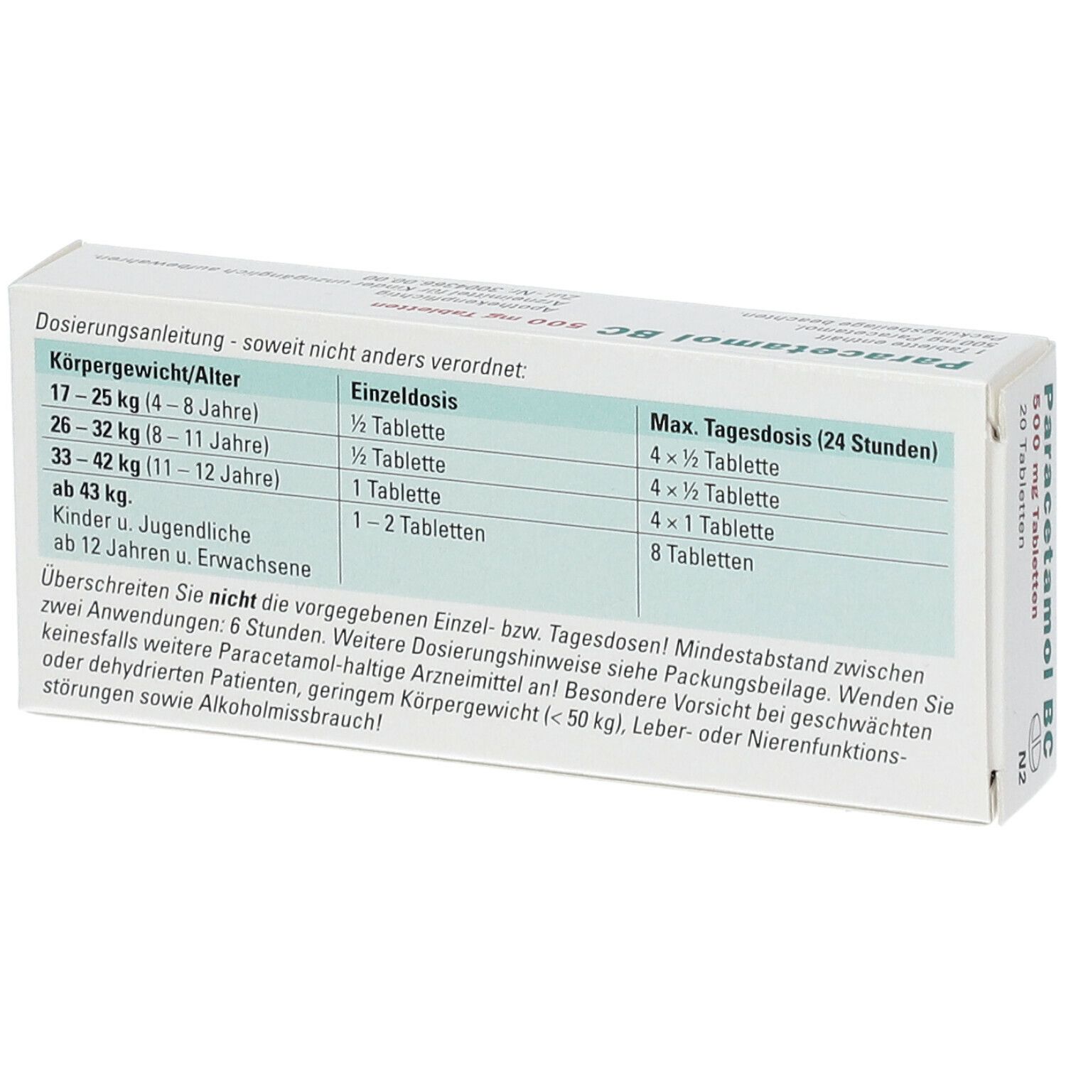 Paracetamol BC 500 mg Tabletten