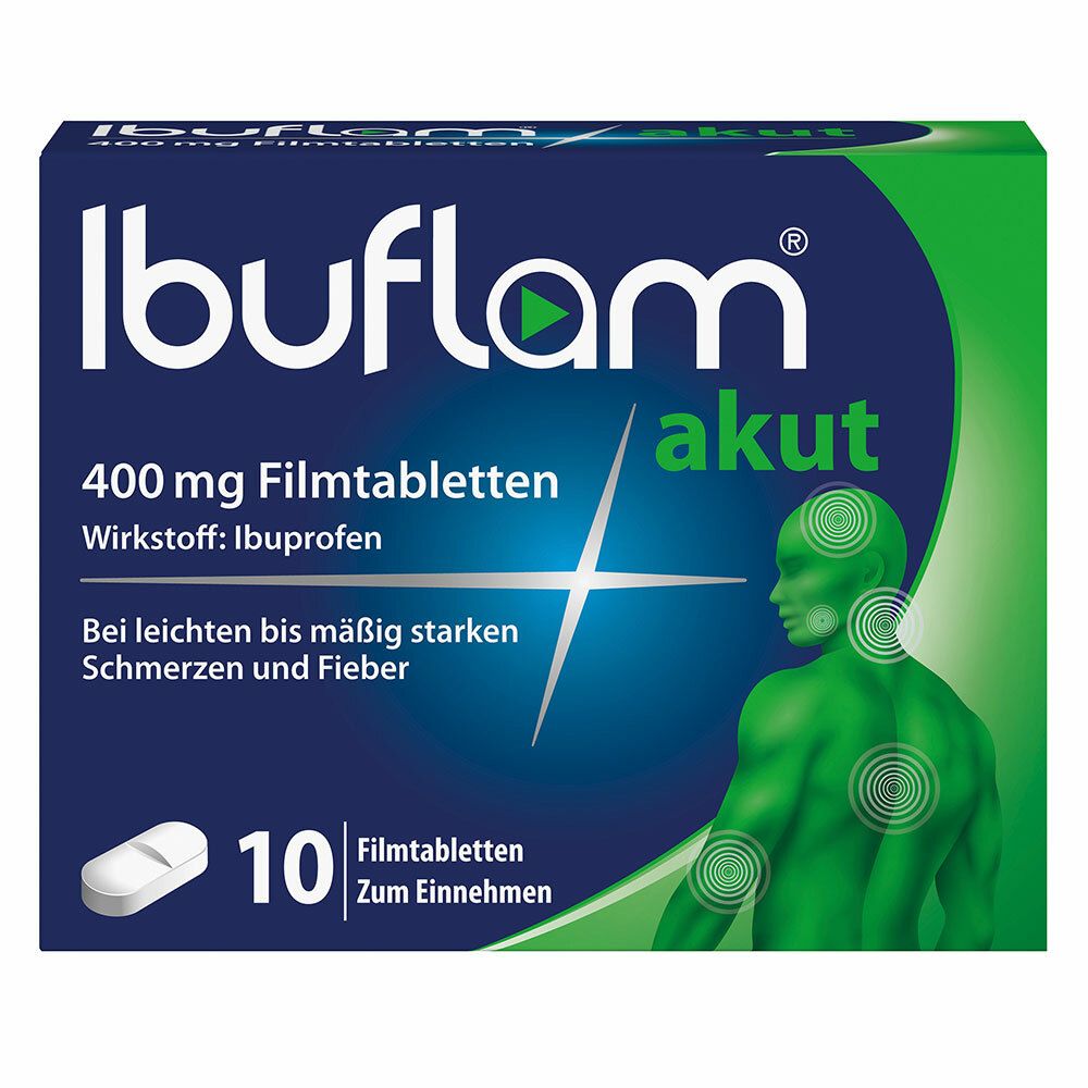 Ibuflam® akut, 400 mg Filmtabletten mit Ibuprofen, bei leichten bis mäßig starken Schmerzen und Fieber