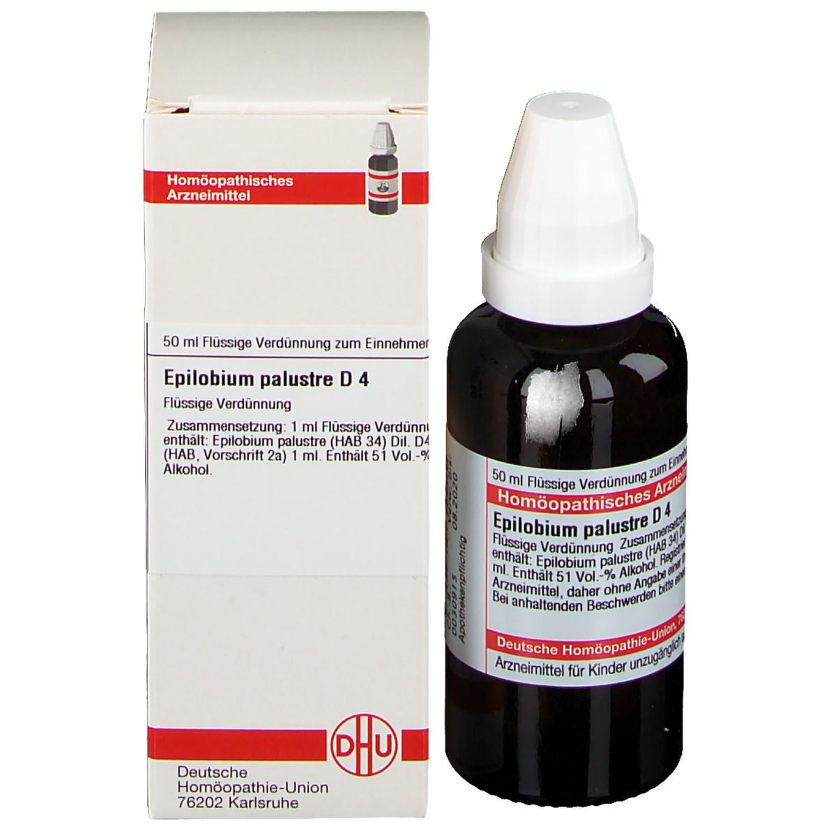 Braune Glasflasche mit weißem Verschluss und Verpackung. Etikett mit Produktinformationen. Homöopathisches Arzneimittel.