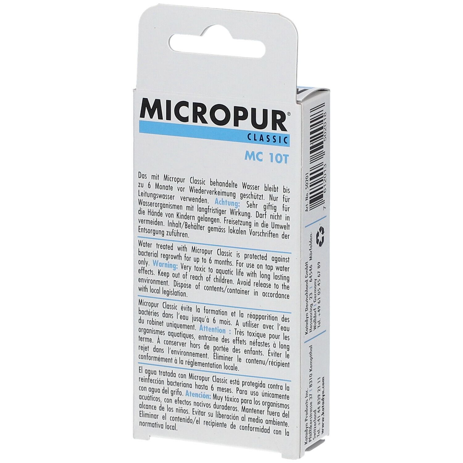 MICROPUR CLASSIC MC 10T : Conservation de l'eau - Ions argent - 40  comprimés - 400 litres / Katadyn