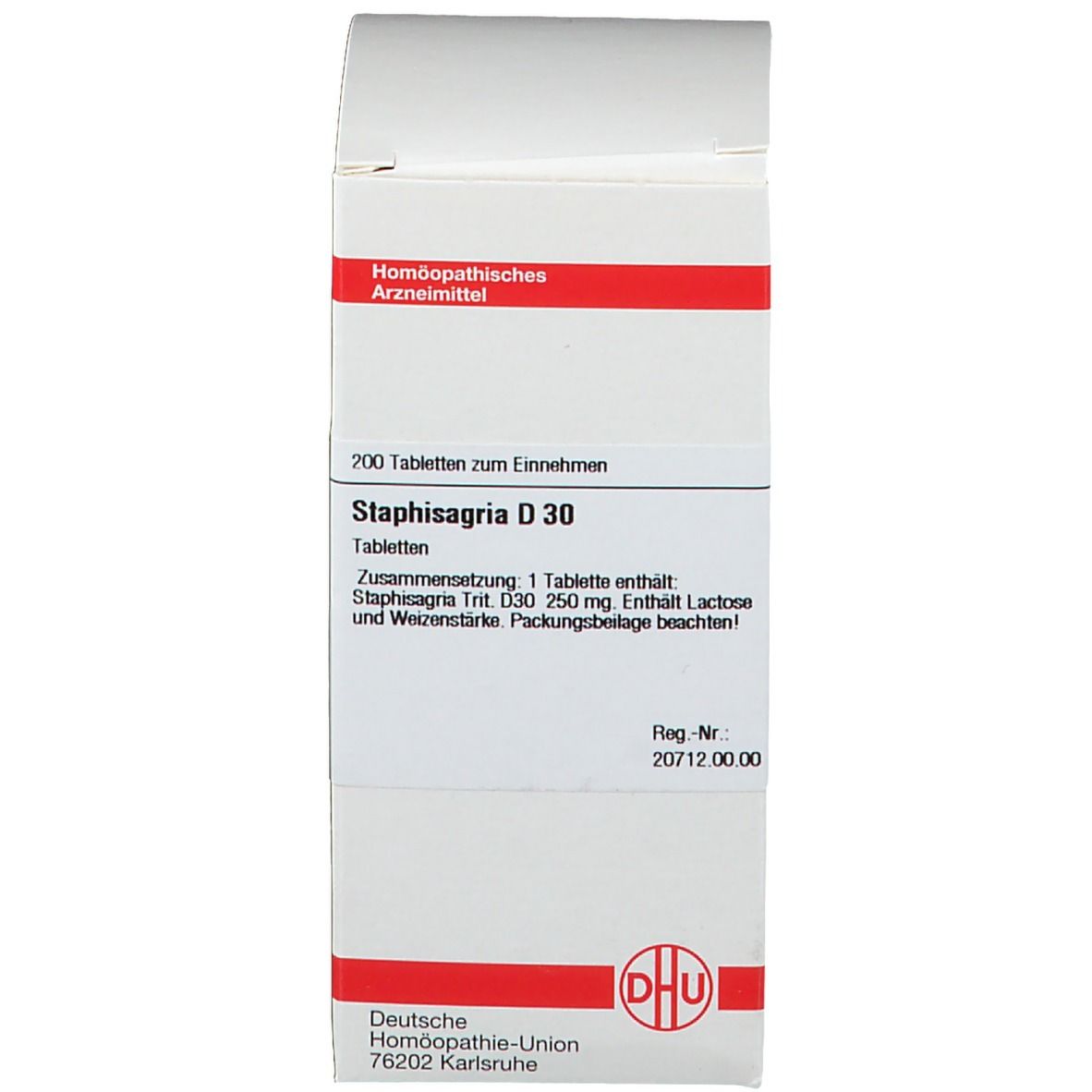 Weiße Schachtel mit Produktinformationen und DHU-Logo.